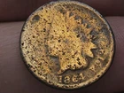 1864 Bronze Indian Head Cent Penny- No L, Rounded Bust, About Good Details