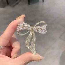 Female Bow Tie Zircon Rhinestone Brooch Simple Fashion Suit Corsage Pin