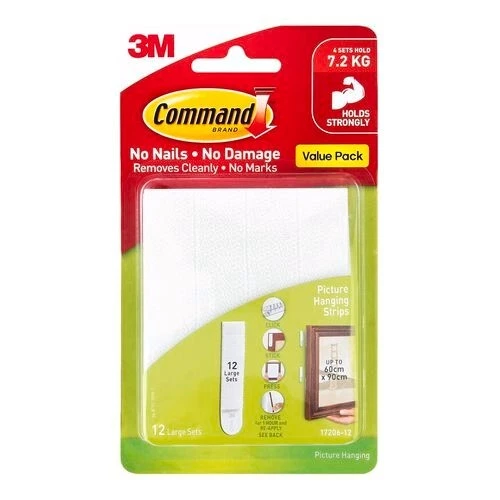 Command Large White Adhesive Picture Hanging Strips Value Pack - 12 Pack - Image 3 of 4