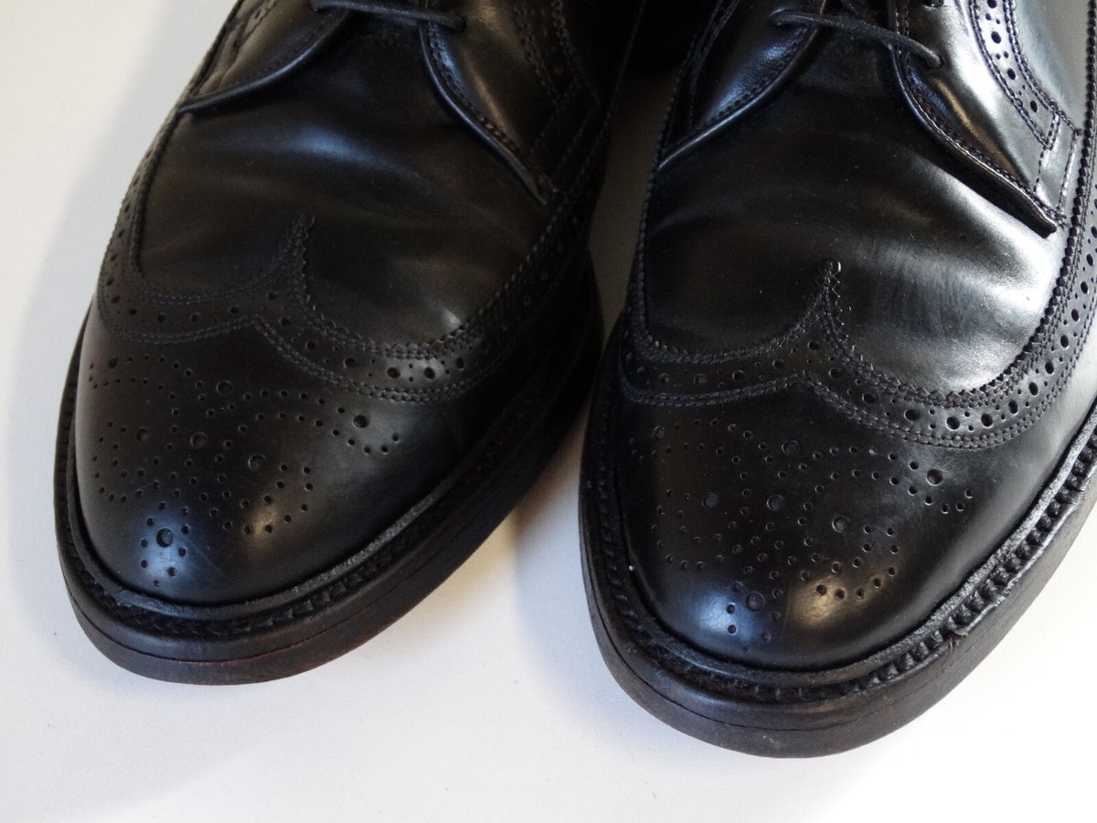 Vtg Allen Edmonds MacNeil Shell Cordovan Shoes 8.5 C Black LongWing 9177 Narrow ALLEN EDMONDS SHELL CORDOVAN MacNEIL Black Wingtips McNeil  main image 4