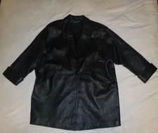 Jacqueline Ferrari Black Leather Jacket Size L/xl Free Shipping