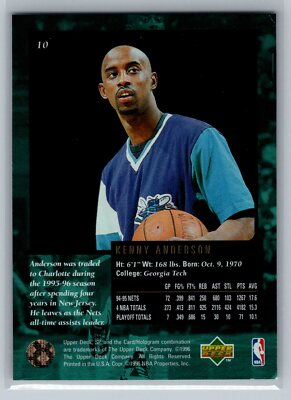 Kenny Anderson 1995-96 SP Championship BASKETBALL #10 Charlotte