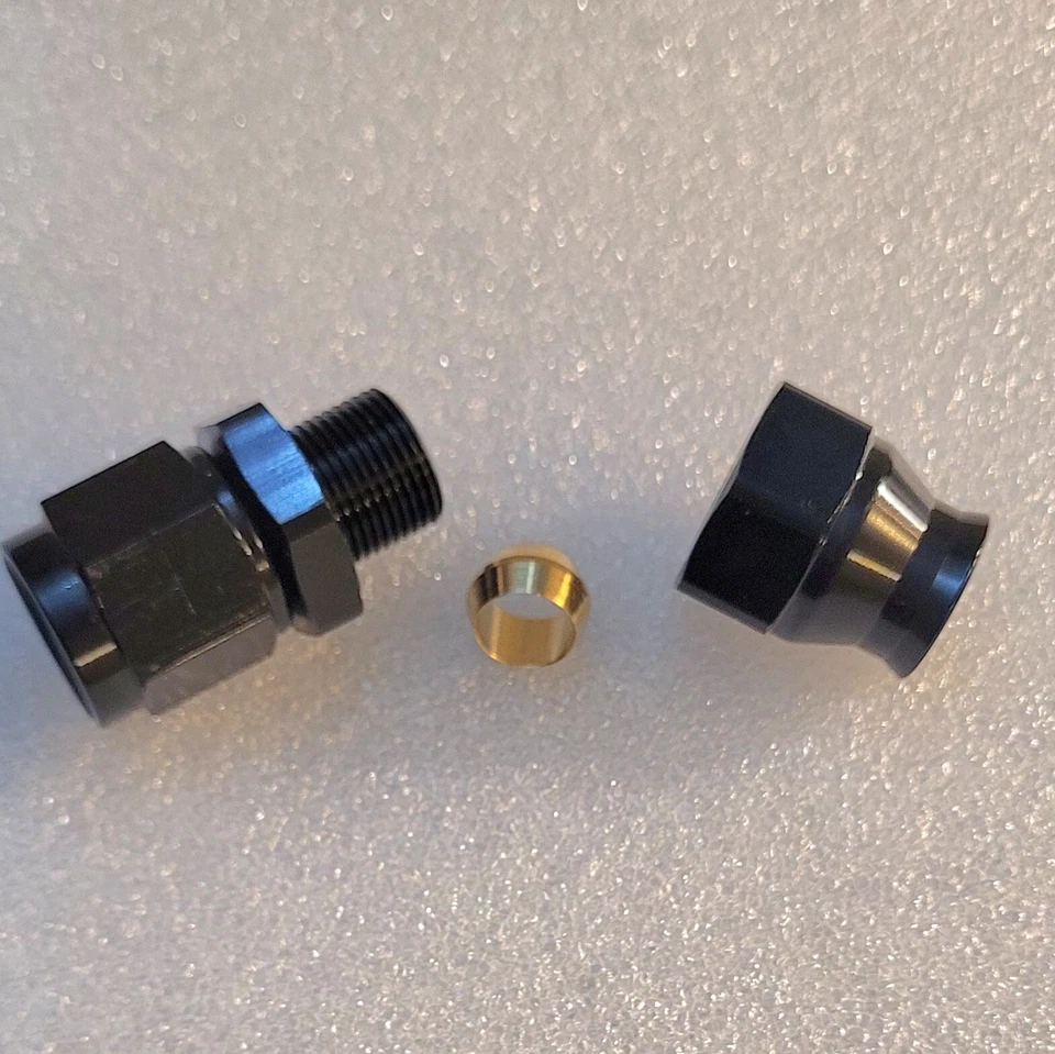 AN-6 BLACK Straight FEMALE SWIVEL to 5/16 8mm HARDLINE TUBE Compression Fitting - Image 4 of 4