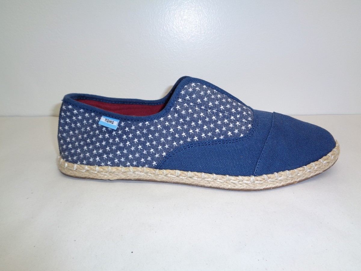 Toms Size M Palmera Americana Navy Canvas Stars Womens Slip on