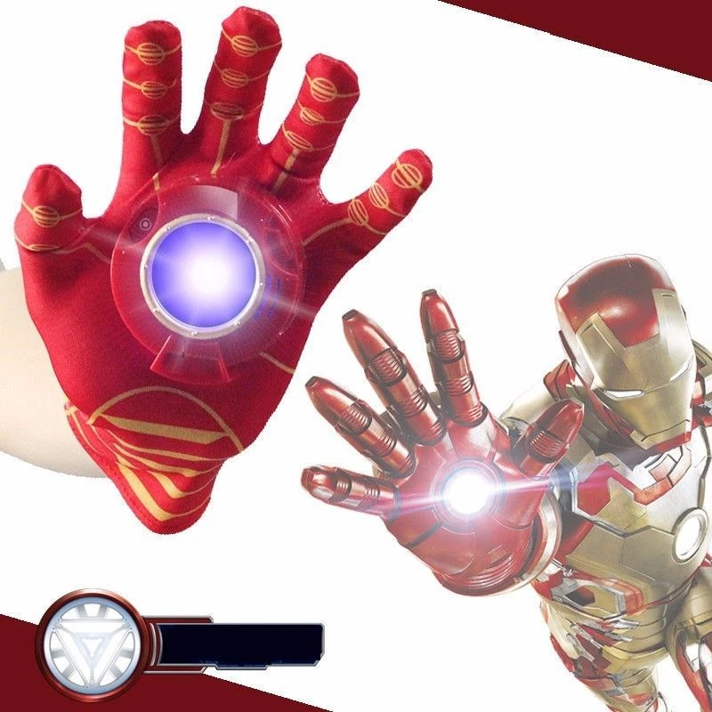 The Avengers Iron Man Left Hand Gloves with Light + Sound LED Kids Props Toys