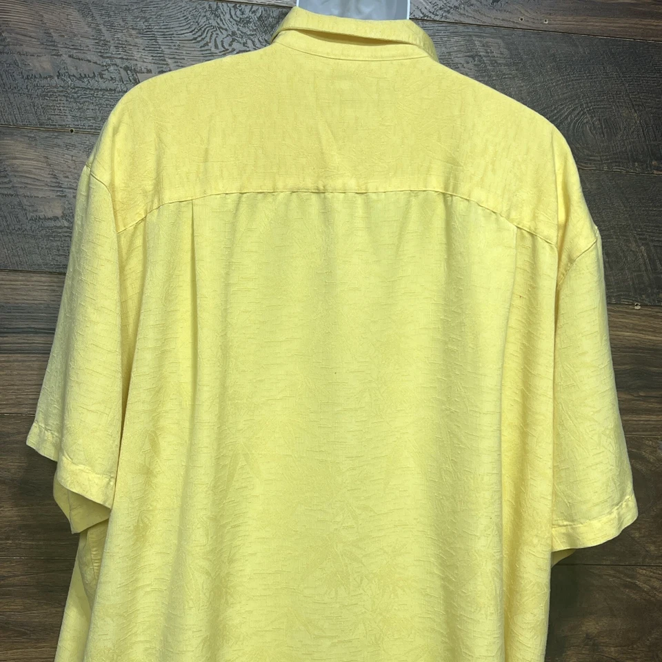 Caribbean Joe Let Go Adult Mens 3XL Yellow Textured Short Sleeve Hawaiian Shirt - Image 4 of 4