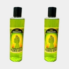 2PACK- SANTA MUERTE VERDE Agua Espiritual Riegos Limpias Abundancia Dinero 16 oz