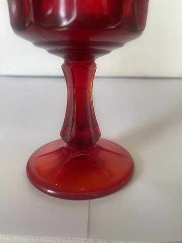 Noritake Perspective Ruby Red 6 1/2" Thumbprints Pressed Panels Glassware - Picture 8 of 9