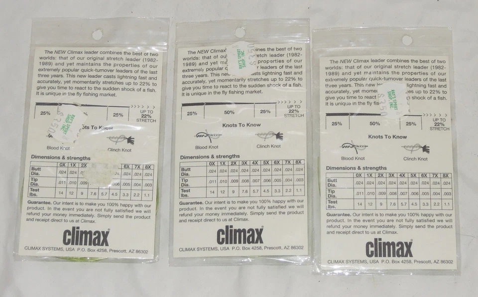 Three Climax Truut Leaders resistente a golpes 12 pies 5x nuevo en paquete Foto 2 de 2