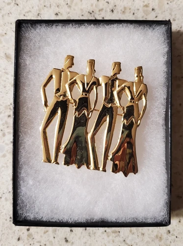 Vintage JJ Jonette Dancing Couples Gold Tone Brooch Pin Costume Jewelry 💛