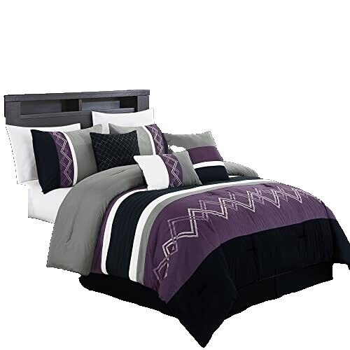 Chezmoi Collection Amara - Set di 3 trapunte bohémien a righe, con