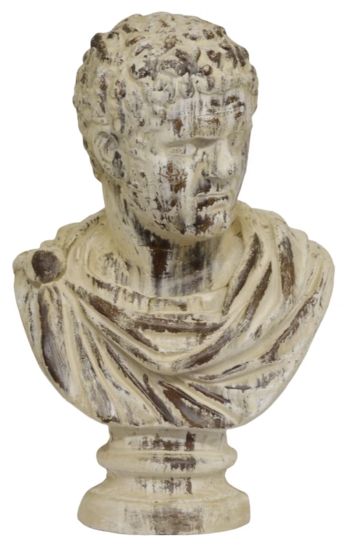 Busto Imperatore Statua Scultura Resina Bianco Soprammobile Arte Moderna 67 cm