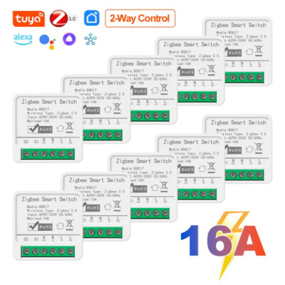 Tuya Zigbee Mini Light Switch 2Way 16A Module Control Smart Relay Breaker Works