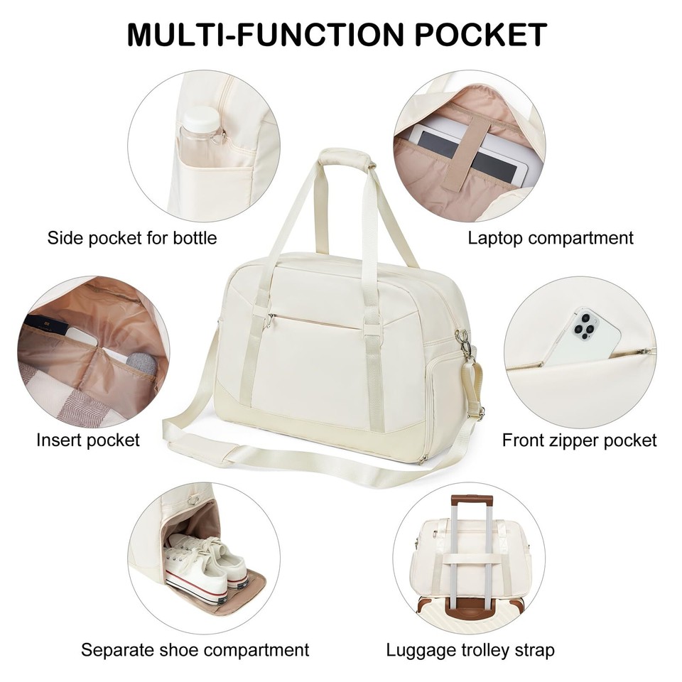 Women's Travel Duffel Bag with Toiletry Bag, Sports Gym Bag Weekendeer