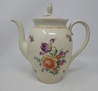 Schumann Bavaria Dresden Flowers On Ivory Coffee Pot  9 3/4'' Tall