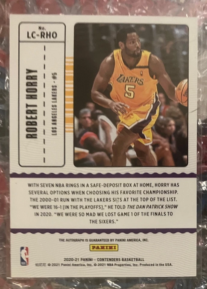 2020 Panini Contenders Legendary LAKERS Robert Horry AUTOGRAPH #63/199 #LC-RHO!! - Image 2 of 2