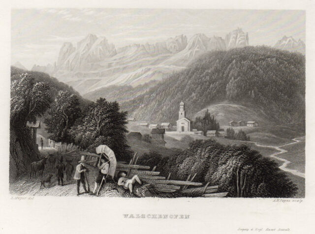 Welschnofen Alto Adige Original Steel Engraving Payne 1840
