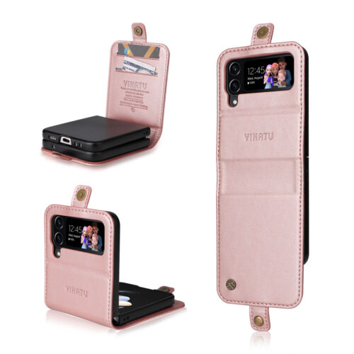 For Samsung Galaxy Z Flip4/3 Magnetic Buckle Wallet Slot Anti-fingerprint Cover - Picture 1 of 63