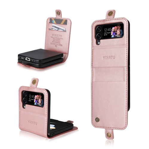 Funda tipo billetera de cuero suave a prueba de golpes con ranura para tarjeta Flip4/3 para Samsung Galaxy Z - Imagen 2 de 63