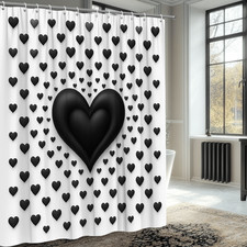 Black Heart Shower Curtain - Modern Bathroom Decor