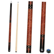 Pool Cue Stick 58 Inch 2-Piece Billiard Cues with Geometric Sword Brown 21Oz