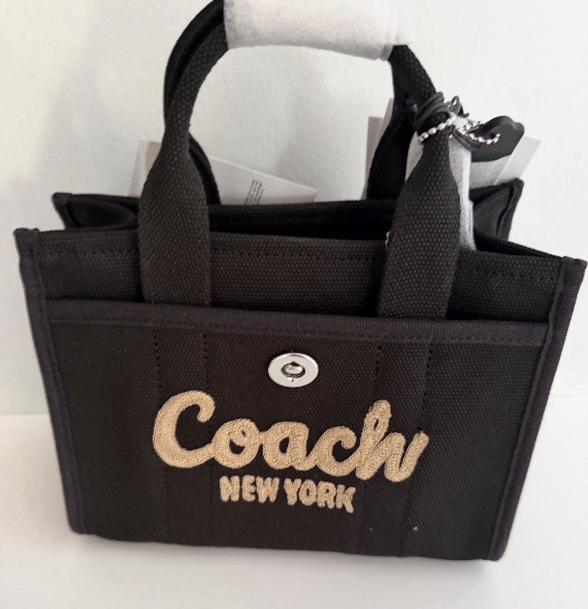 Coach Black Canvas Cargo Tote Bag 20 With Optional Crossbody