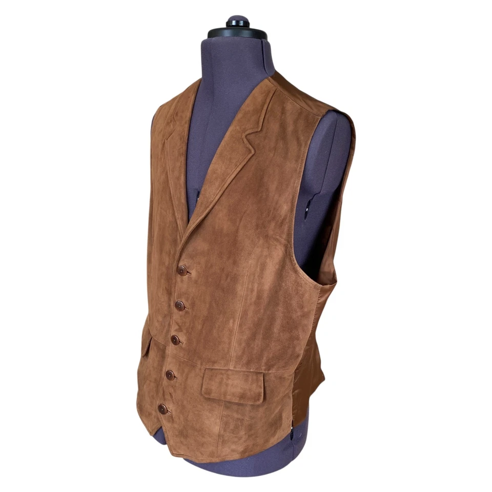 Brooks Brothers Waistcoat Suede Leather Brown Men's Large 42in - Image 2 of 4