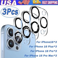 3Pcs For iPhone 16 15 14 13 12 11 Pro Tempered Glass Camera Lens Cover Protector