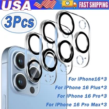 3Pcs For iPhone 16 15 14 13 12 11 Pro Tempered Glass Camera Lens Cover Protector