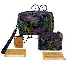 Patricia Nash Deep Blue Nature Print Glena Clutch w/matching ID Cardholder NWT