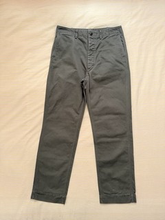 Buck Mason Olive Green Herringbone Twill Full Saddle Officer Pant Tagged 32