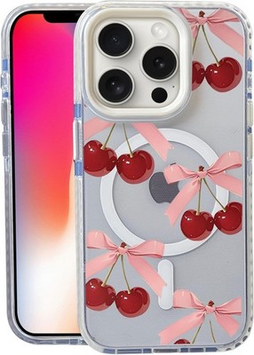 Bow Cherry for iPhone 14 Pro Max Case, Matte Soft Slim Shockproof Cover, Cute