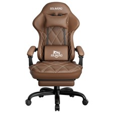 Gaming Chair with Foot Rest & Lumbar Massager, Computer Recliner Chair, Brown