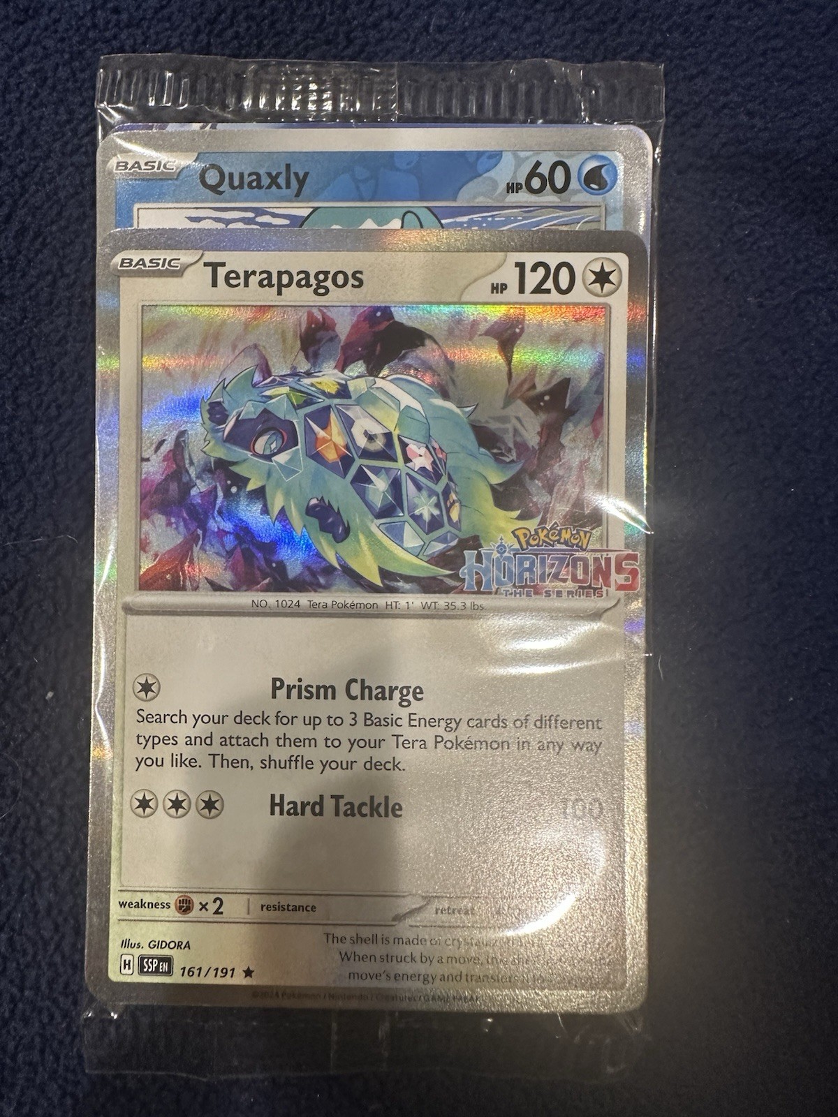 Pokemon Center Exclusive Sealed Quaxly 50 Terapagos 161/191 Horizons Stamp NM
