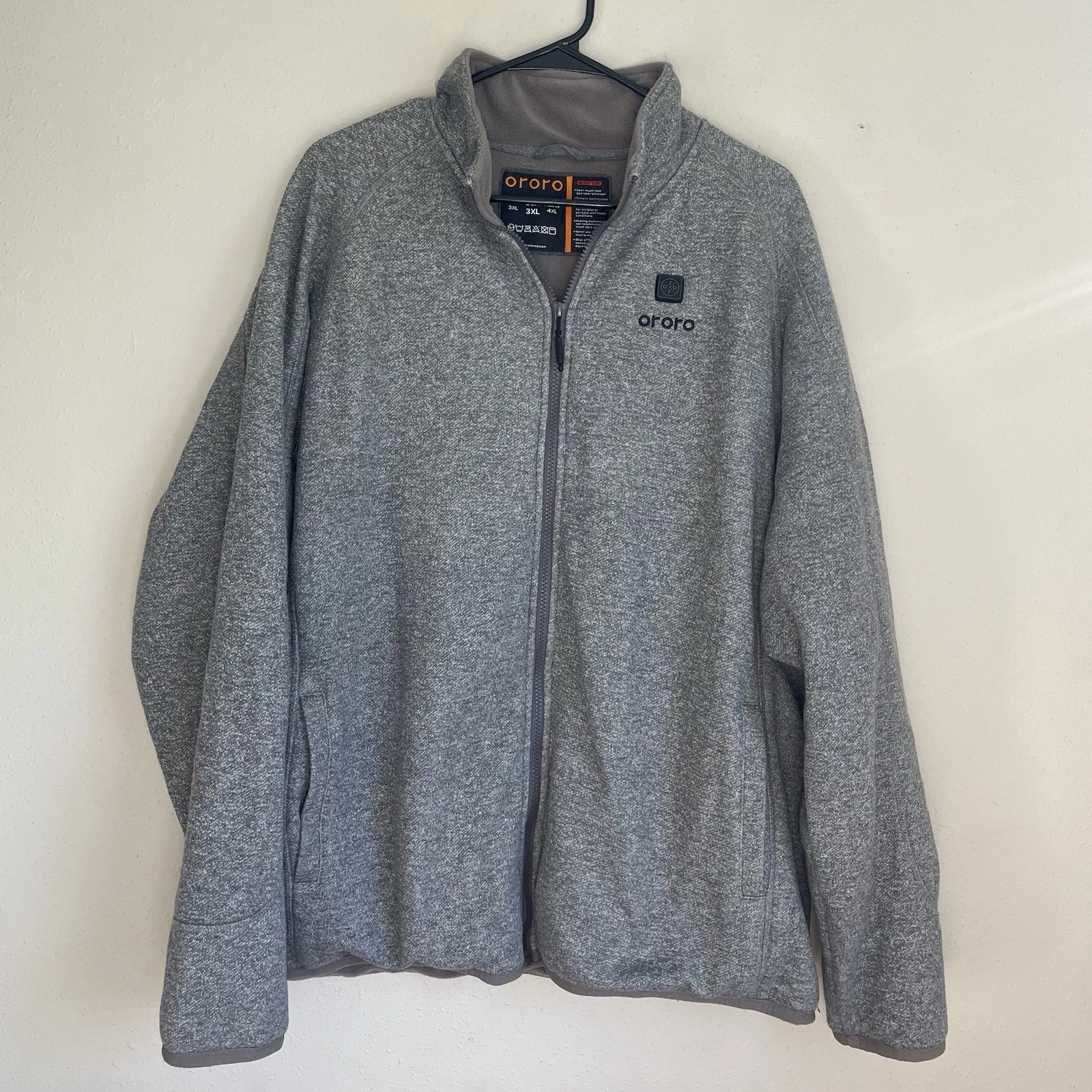Mens Ororo Heated Fleece Jacket Grey Size 3XL