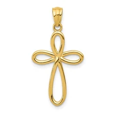 14k Yellow Gold Ribbon Cross Pendant 0.95 g