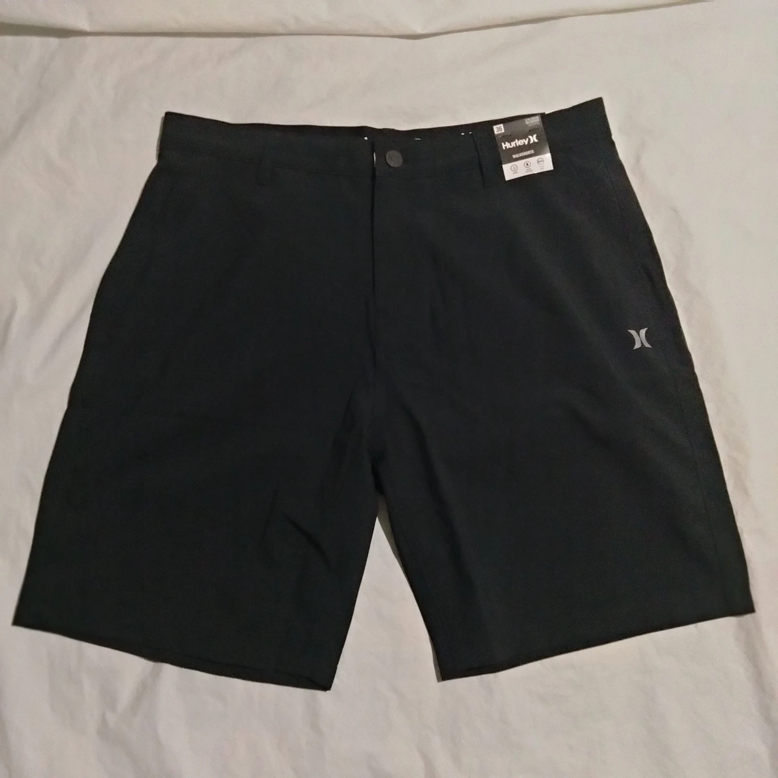 Hurley All Terrain Hybrid Walkshort Stretch Zip Pocket Mens Size 36 Black