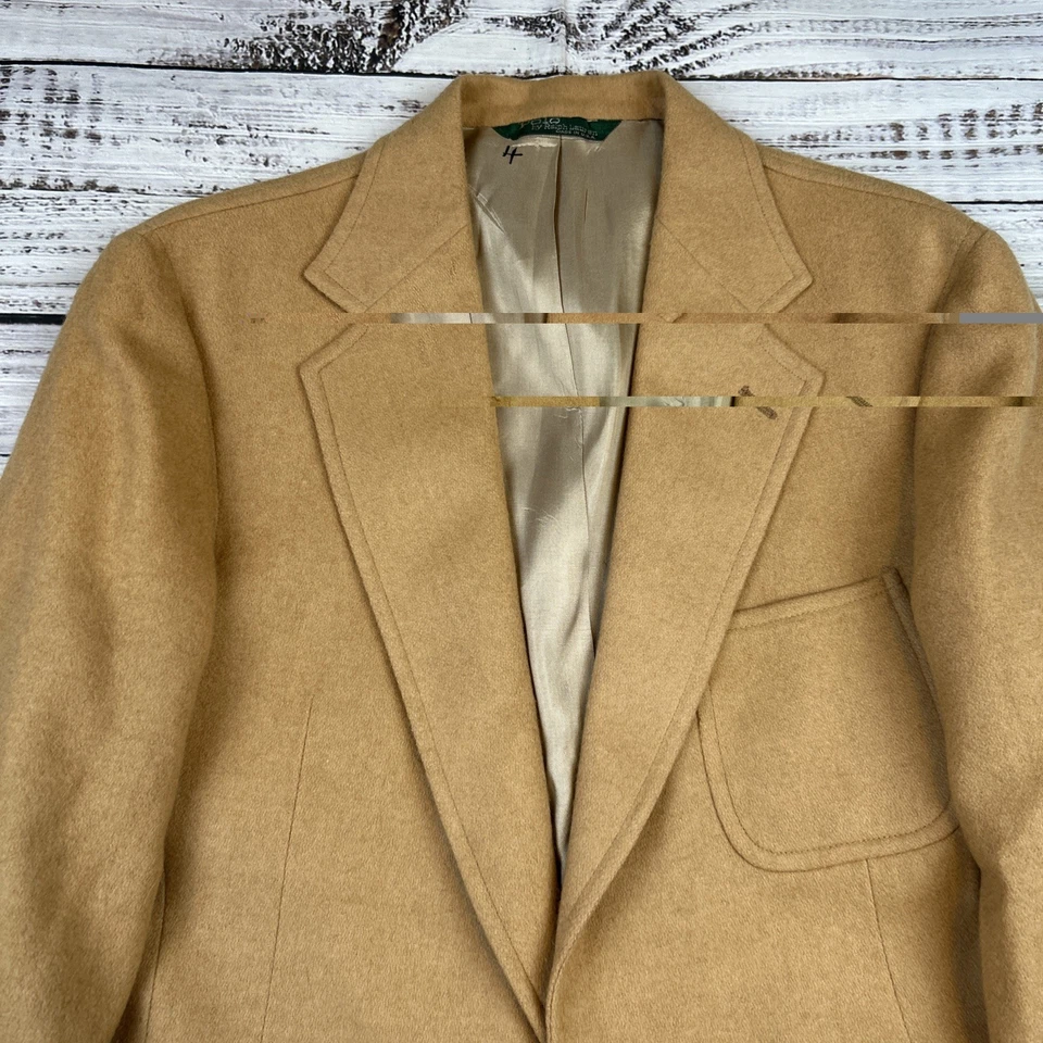 Blazer Polo de Ralph Lauren 100 % cabello camel tostado liso EE. UU. 20R de colección nuevo con etiquetas Foto 4 de 4