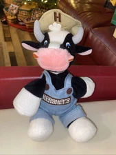 Hershey Chocolate Company Plush Cow 12" Stuffed Holstein Overalls Hat