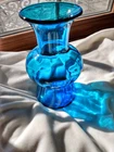 Mid Century Modern Blue Vase (Blenko Glass?) 6" Tall