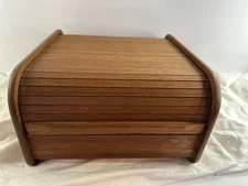 Vintage KALMAR DESIGNS Teak Wood Desk Organizer Tambour Roll Top MCM 1970’s