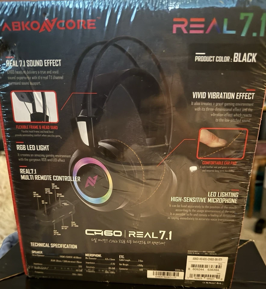 Abkoncore Headset CH60 7.1 Sound Effort Vivid Vibrant NEW SEALED WRAPPED - Image 2 of 2