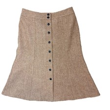 Vintage 90s Talbots Petites 100 Wool Herringbone Trumpet Button Skirt Size 8