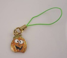 Halloween Pumpkin Orange Cell phone Charm or purse charm glittery
