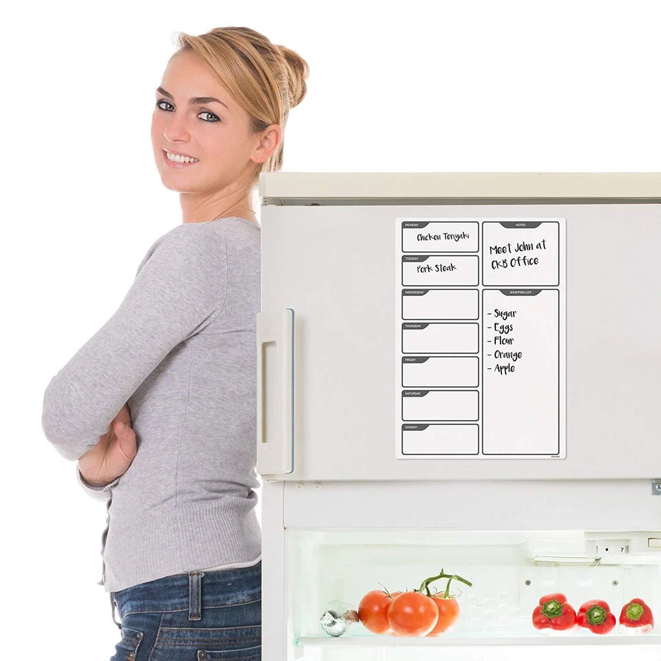 Fridge Board Magnetic & Pen Notice Memo Drywipe Whiteboard Large Daily Planner - Image 3 of 4