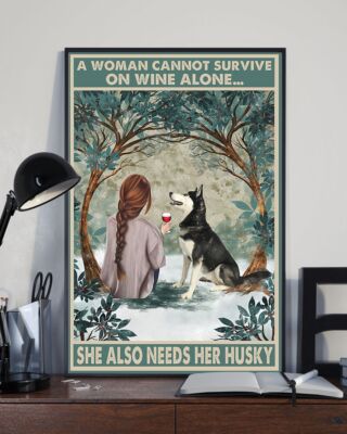 Inga Targa In Metallo 'A Woman Can't Survive On Wine Alone, She Also Needs A Border Collie' – 20x30 Cm, Decorazione Da Parete