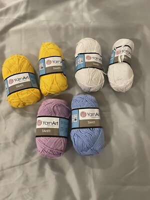 Yarn Lot of 6 Skeins Yarn Art Tahiti 50% Bamboo 50% Cotton