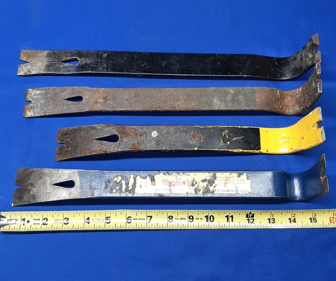 Lot of 4 Vintage Pry Bars Vaughan SuperBar Nail Puller Carpenters