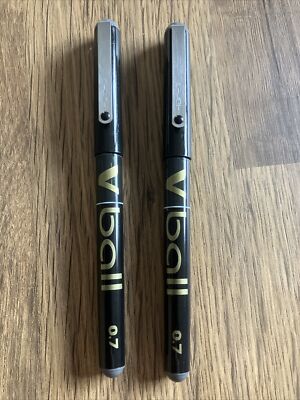 Pilot V-Ball 0,7 mm reine flüssige Tinte Tintenroller, SCHWARZ, BLVB7, 2 STIFTE (BRANDNEU)