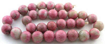 One 12.5mm To 14mm Natural Rhodonite Round Gem Beads 15 Inch Strand RB12-1723